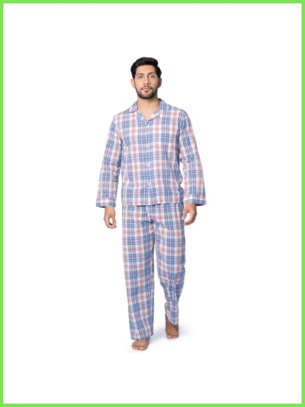 Men's Broadcloth Pajama Set Long Sleeve Button Front Sleepwear
